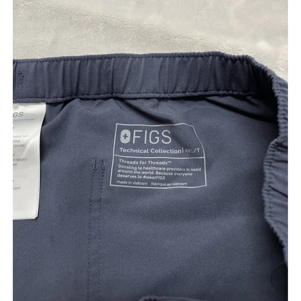 Figs Scrubs Pants Adult  2XL Tall Navy Straight Leg Cargo Technical Collection